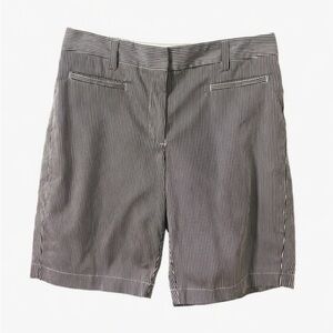 Lands’ End Pinstriped Seersucker Bermuda Walking Shorts Pockets Belt Loops 🔵⚪️